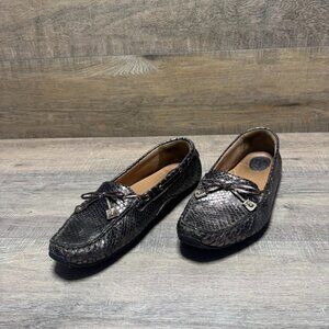 Clarks Artisan Dunbar Cruiser Brown Embossed Leather Flats Women's Size 12